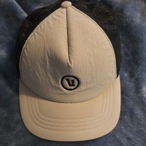 Vuori White and Black Mesh Logo Trucker Cap